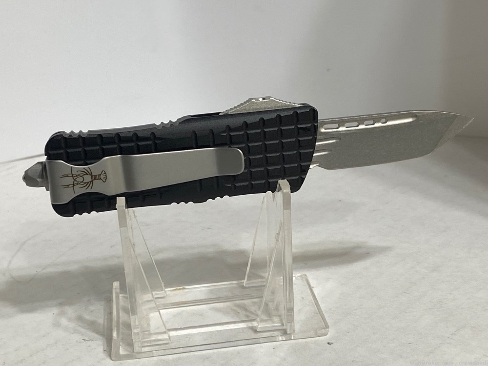 MINI Troodon Style OTF DA, AUTO Knife-5.5",2" Tanto D2 Black-img-1