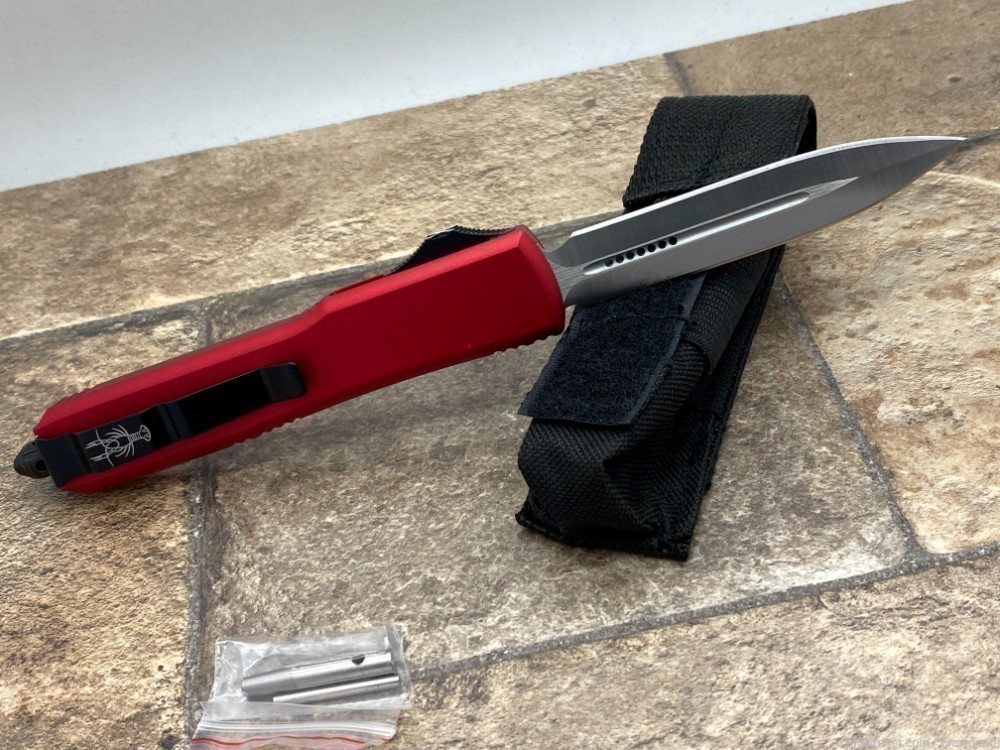 New OTF Knife DA-D2 Dagger Blade, RED T6061 Ultra light handles, 8.5inches-img-0