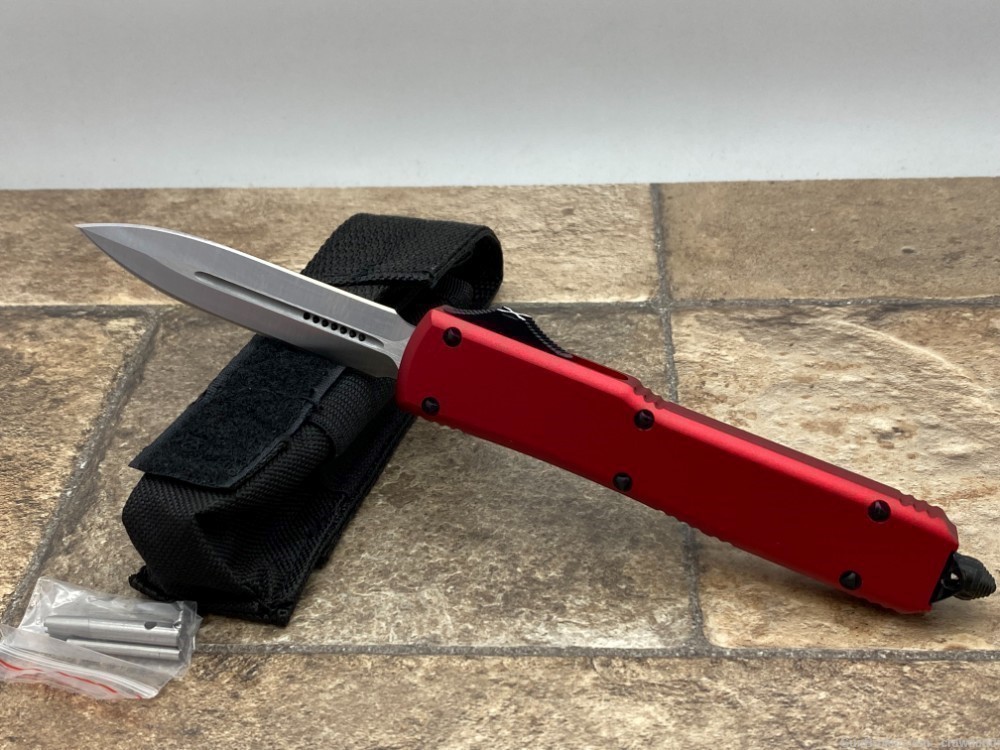 New OTF Knife DA-D2 Dagger Blade, RED T6061 Ultra light handles, 8.5inches-img-1