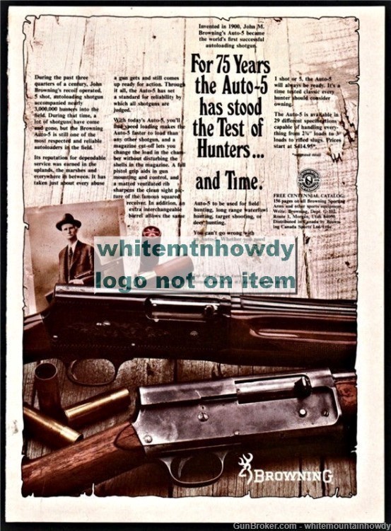 1978 BROWNING Auto-5 Shotgun PRINT AD shown w/ 1903 model-img-0