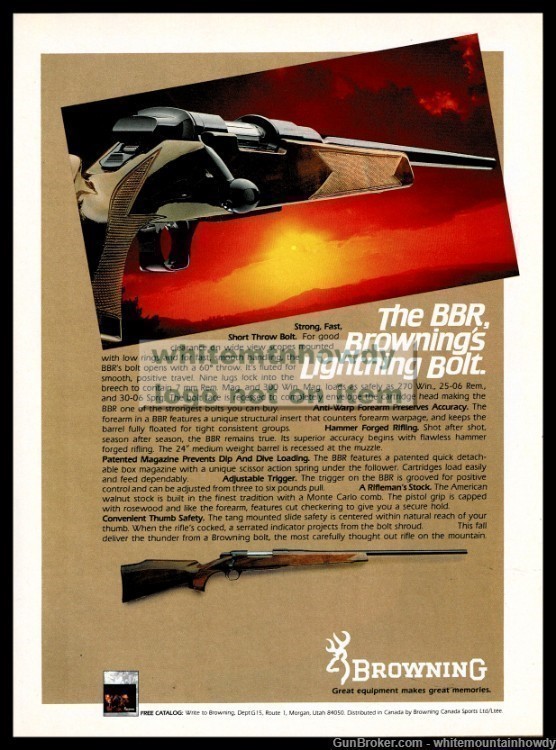 1981 BROWNING BBR Bolt-Action Rifle PRINT AD-img-0