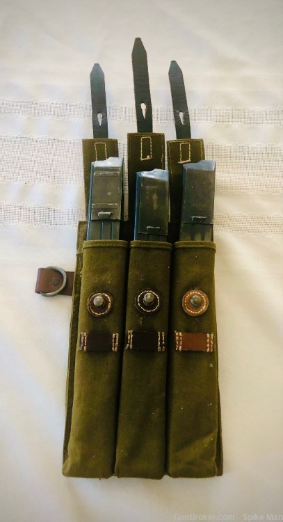 WWII German Original MP40 issued Magazine Pouch with Magazines-img-0