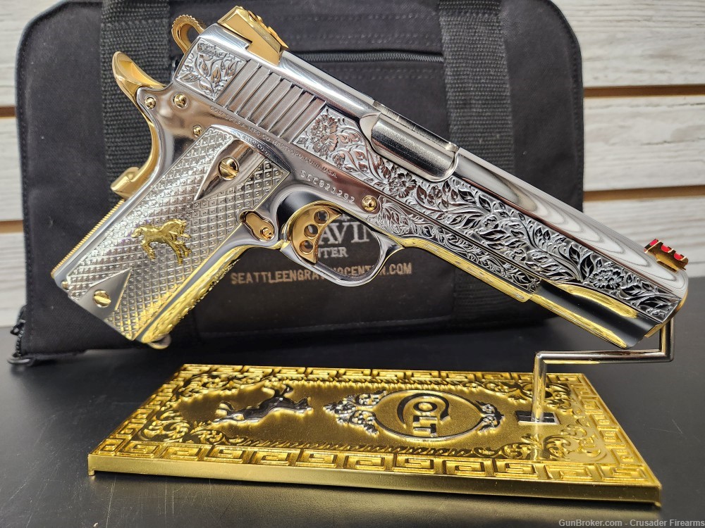 “VINES & BERRIES” GOLD AND NICKEL PLATED & ENGRAVED COLT 1911 45ACP 5"-img-3