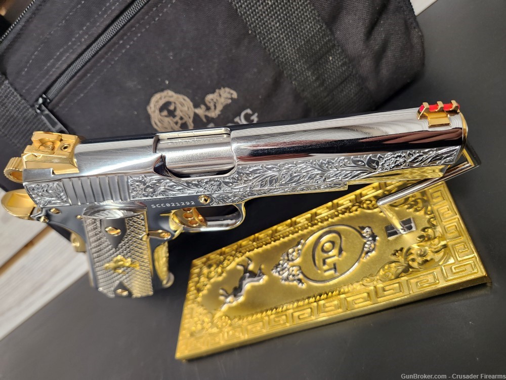 “VINES & BERRIES” GOLD AND NICKEL PLATED & ENGRAVED COLT 1911 45ACP 5"-img-4