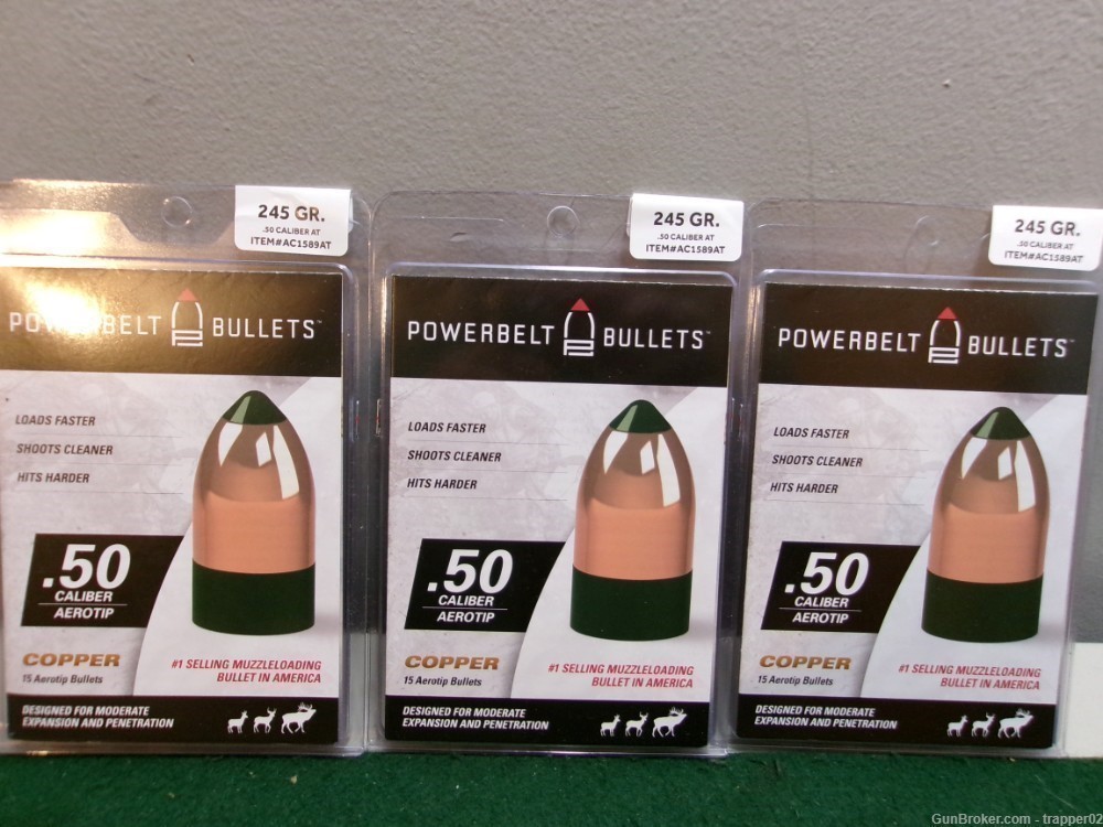 50 Cal Powerbelt Bullets 245 gr Muzzleloader BP Bullets-img-0