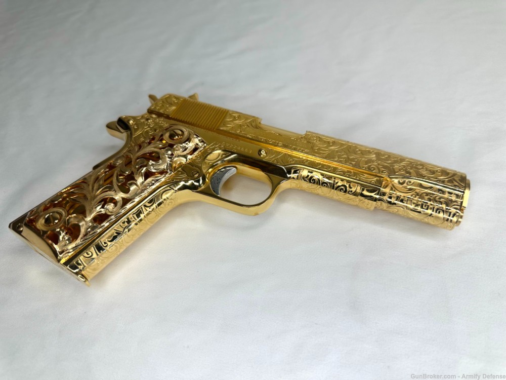 BREATHTAKING Colt 1911 24k GOLD ENGRAVED custom-img-12