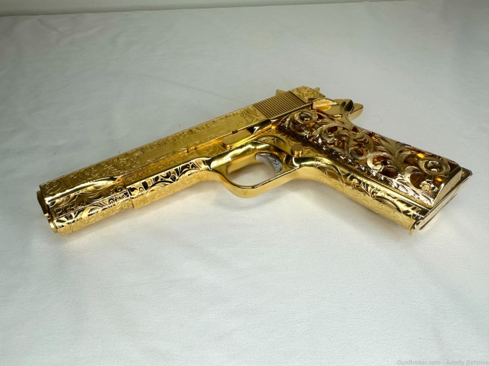 BREATHTAKING Colt 1911 24k GOLD ENGRAVED custom-img-11