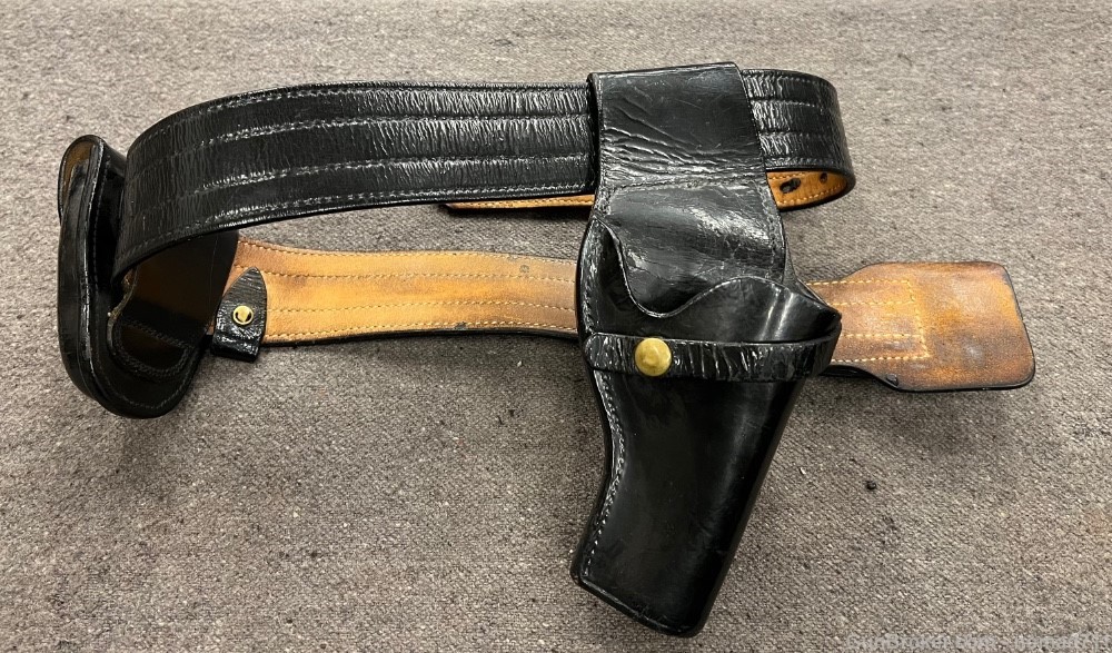 Vintage Leather Duty Belt and 3" Combat Magnum Hoslter -img-5