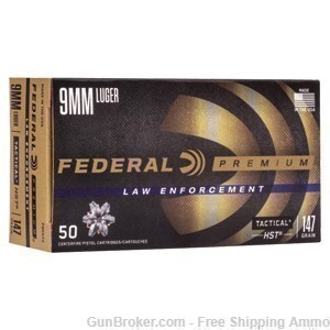 Free Shipping! Federal LE 9mm 147gr HST JHP Defense Ammo - 250rd! P9HST2-img-0