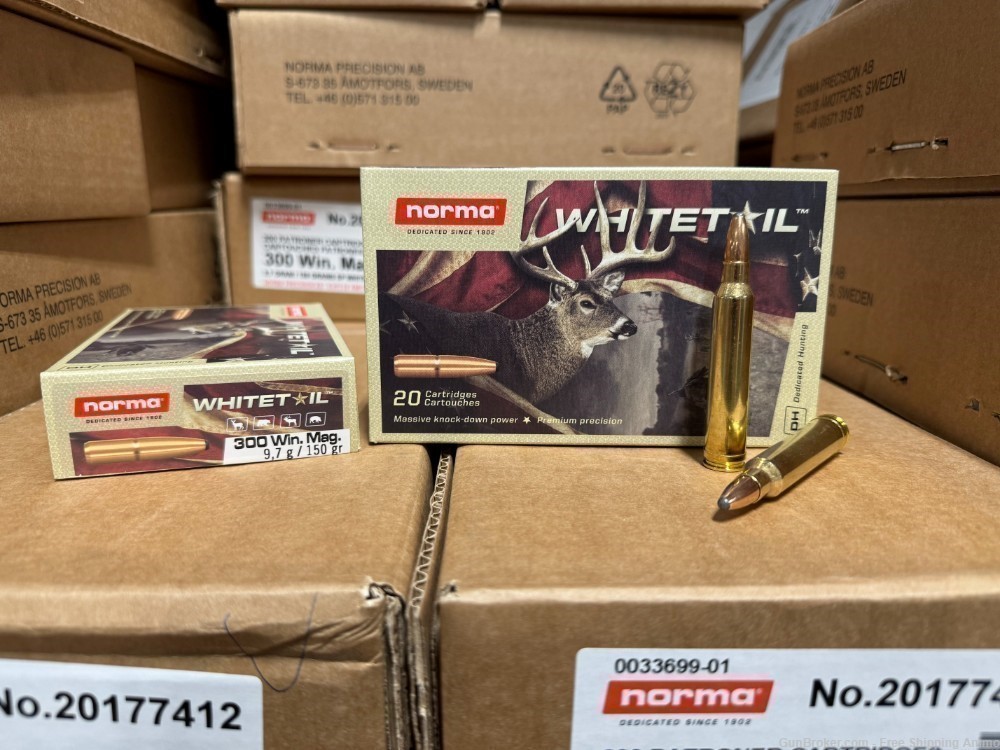 Free Ship!  200rd Norma Whitetail 300 Win Mag 150gr Soft Point Hunting Ammo-img-0