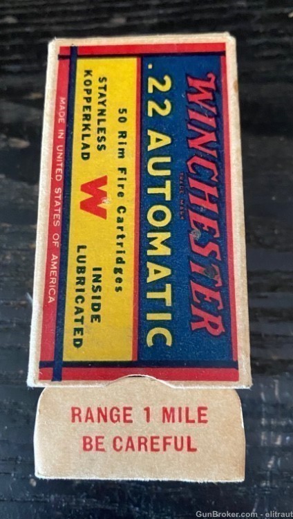 Winchester 22 Winchester Automatic 50rds Vintage full box NOS-img-5