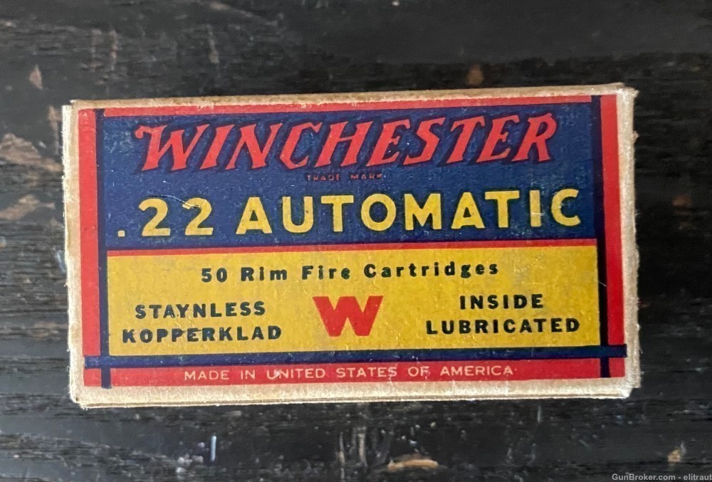 Winchester 22 Winchester Automatic 50rds Vintage full box NOS-img-0