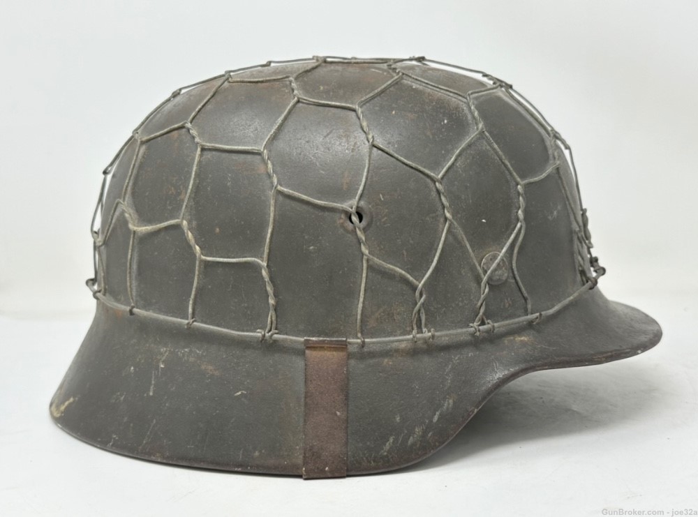 WW2 German M40 Half Basket CHICKEN WIRE Helmet WWII Camo ET66 uniform-img-0