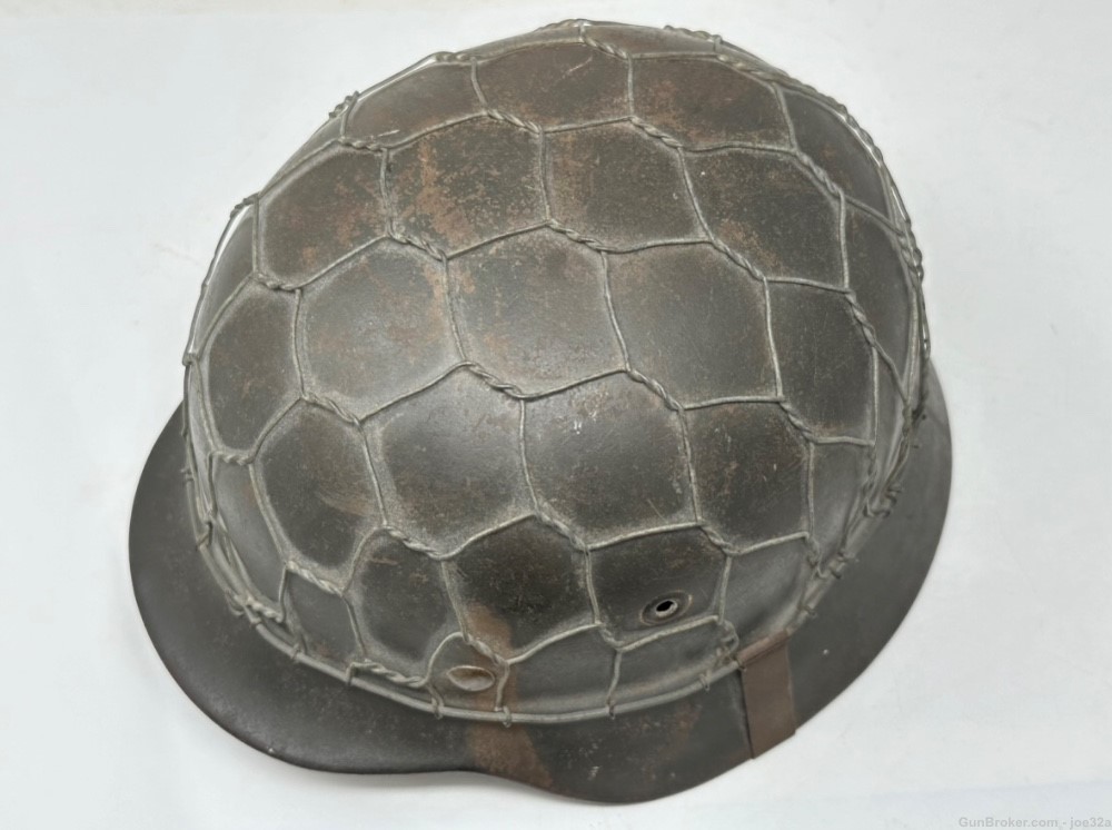 WW2 German M40 Half Basket CHICKEN WIRE Helmet WWII Camo ET66 uniform-img-6
