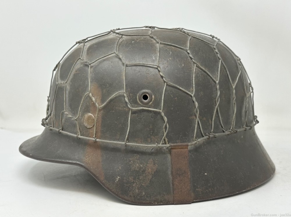 WW2 German M40 Half Basket CHICKEN WIRE Helmet WWII Camo ET66 uniform-img-4