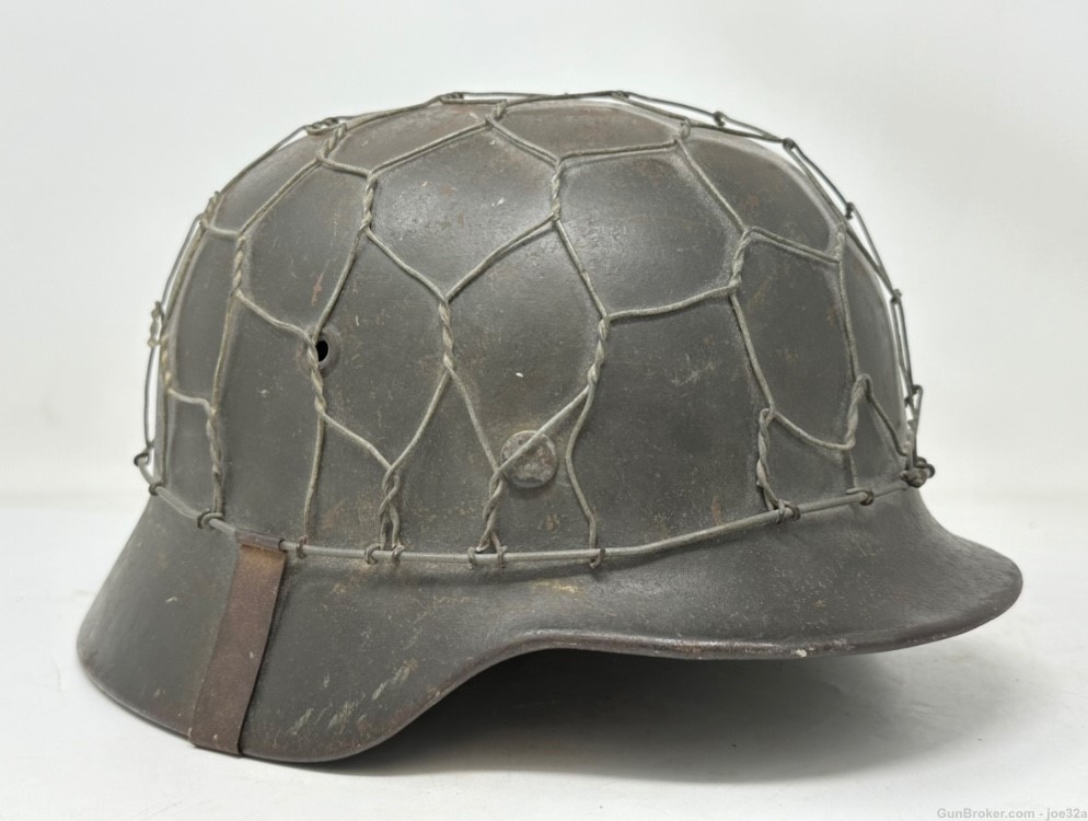 WW2 German M40 Half Basket CHICKEN WIRE Helmet WWII Camo ET66 uniform-img-1