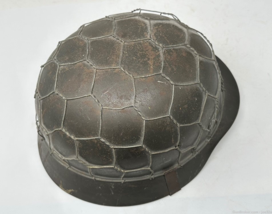 WW2 German M40 Half Basket CHICKEN WIRE Helmet WWII Camo ET66 uniform-img-7
