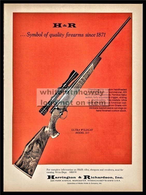 1970 HARRINGTON & RICHARDSON 317 Ultra Wildcat Rifle H&R PRINT AD-img-0