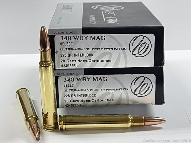 40 Rounds Weatherby Select 340 Weatherby Mag 225gr Interlock Factory New!-img-0