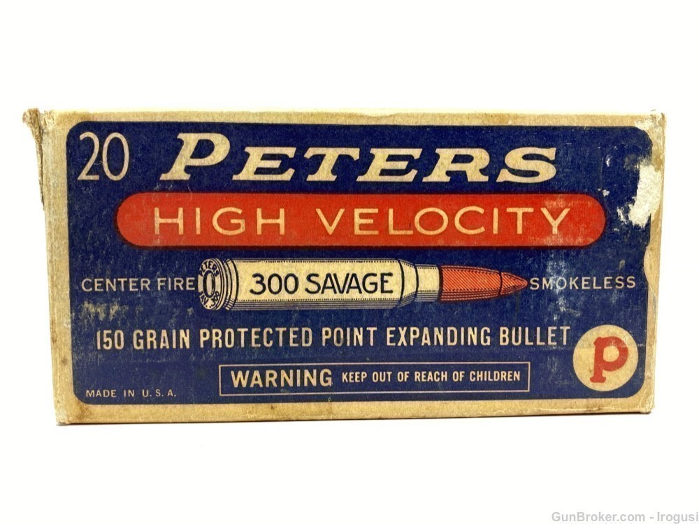 Peters .300 Savage 150 Gr Protected Expanding Bullet FULL Vintage Box-img-0