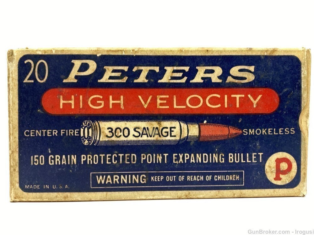 Peters .300 Savage 150 Gr Protected Expanding Bullet FULL Vintage Box-img-0