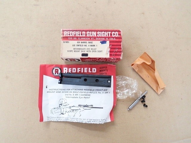 New Redfield Scope Mount Base & Open Sight for Enfield No 4 MK 1 SMLE Rifle-img-0