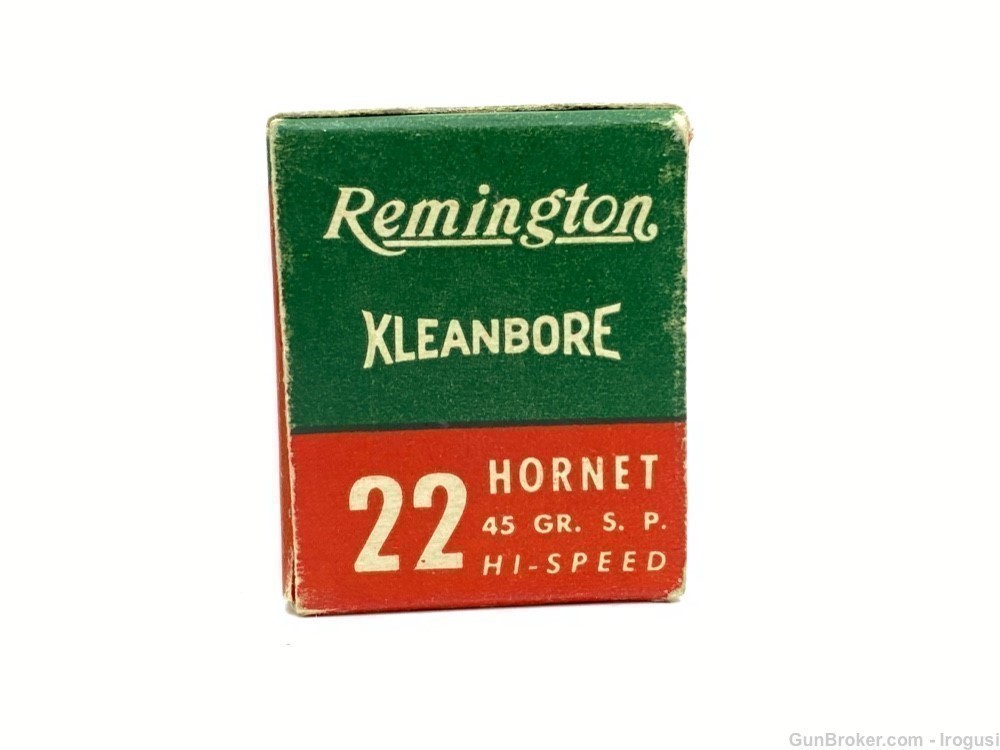 1946-60 Remington Kleanbore .22 Hornet Hi Speed 45 Gr SP Vintage FULL Box-img-2