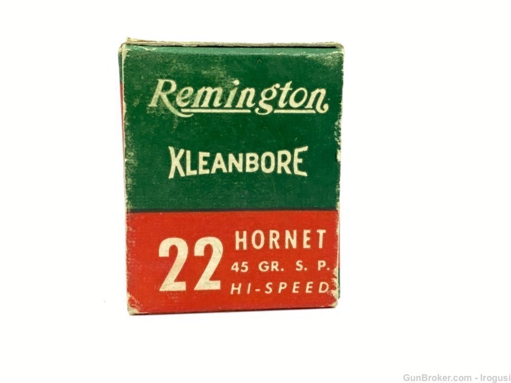 1946-60 Remington Kleanbore .22 Hornet Hi Speed 45 Gr SP Vintage FULL Box-img-3