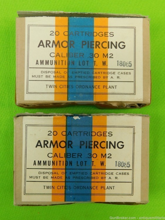 Set 2 US WW2 Armor Piercing Cal .30 M2 30-06 20 Round Ammo Box-img-0
