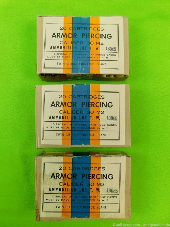 Set 3 US Vintage Armor Piercing Cal .30 M2 30-06 20 Round Ammo Box-img-0