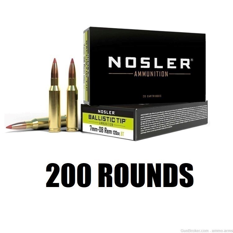 Nosler Ballistic Tip Ammunition 7mm-08 Rem 120 Grain - 200 Rounds - 40060-img-1