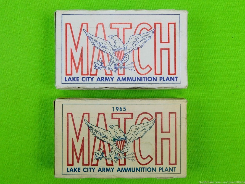 Vintage US Lot of 2 Collector's Ammo Box 7.62 mm Match 1965 Nato .308-img-0