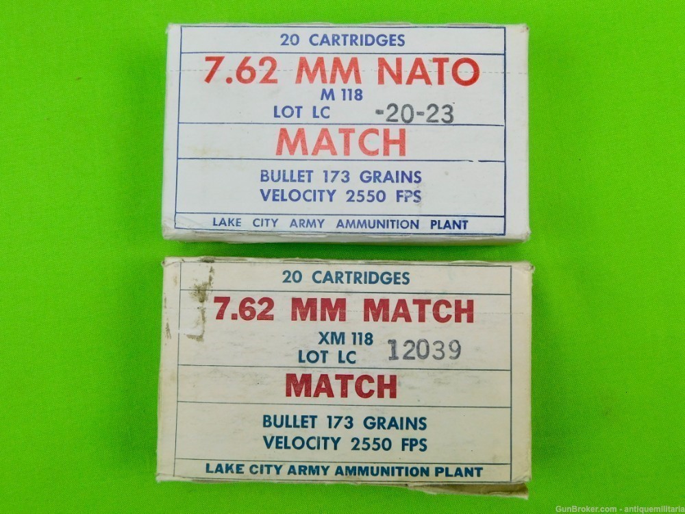 Vintage US Lot of 2 Collector's Ammo Box 7.62 mm Match 1965 Nato .308-img-1