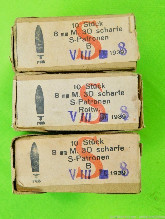 Set 3 German Austrian WW2 Steyr Mannlicher 8 X 56 10 Round Ammo Box w Clips-img-1