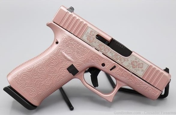 GLOCK 43X 9mm Pink “GLOCK & ROSES ENGRAVED ROSE GOLD”-img-3