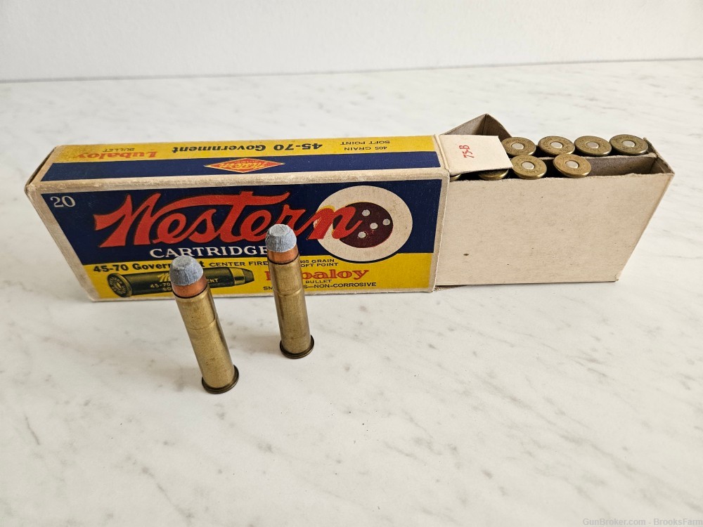 Vintage Western Bullseye 20 Cartridges 45-70 Govt Lubaloy-img-6
