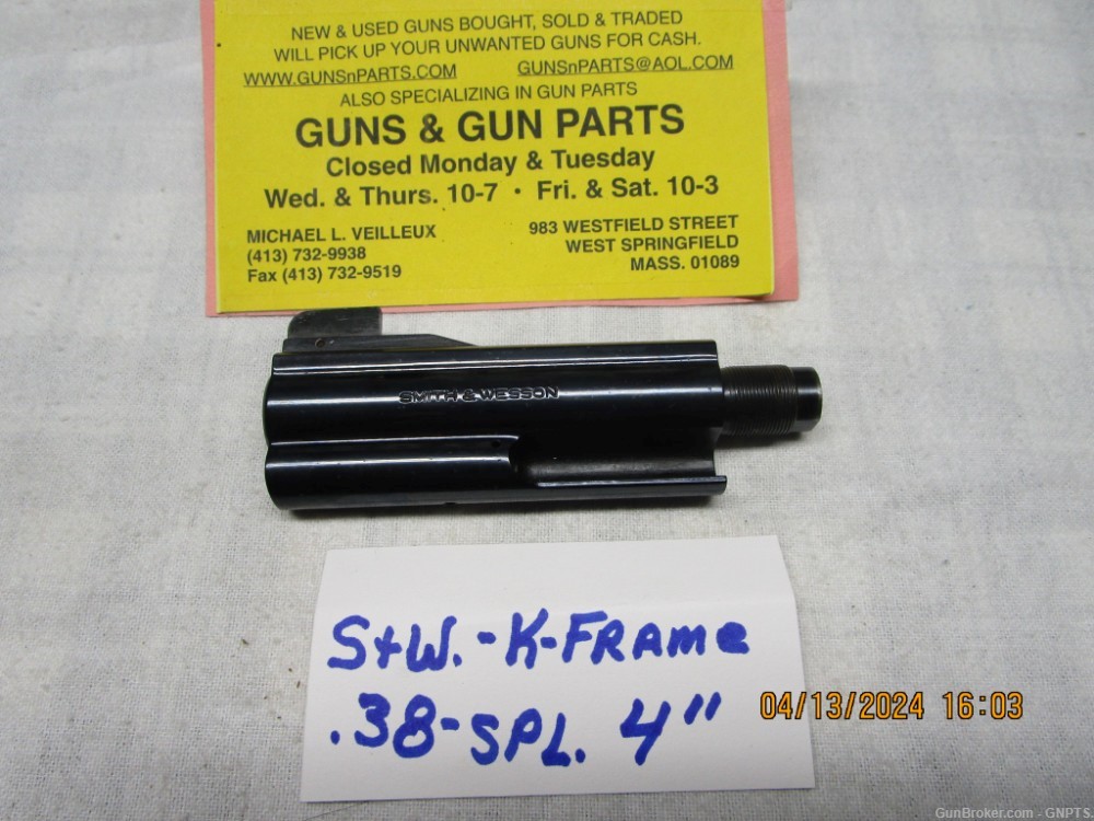 Smith & Wesson 4" barrel for a { K } frame .38 special  full lug.-img-1