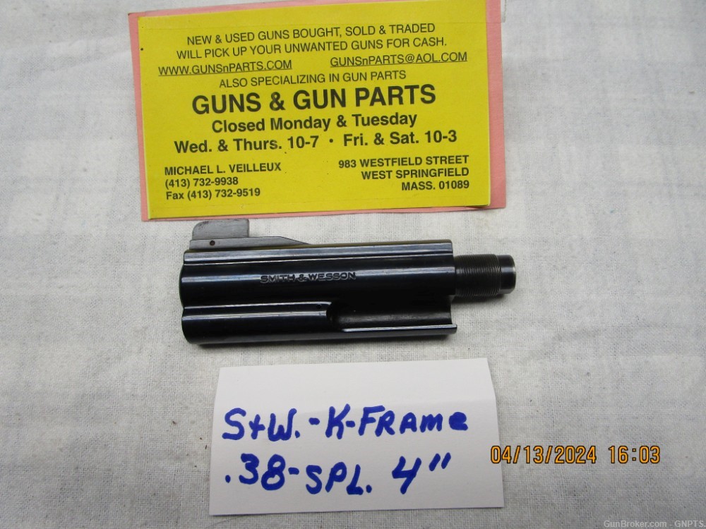 Smith & Wesson 4" barrel for a { K } frame .38 special  full lug.-img-0