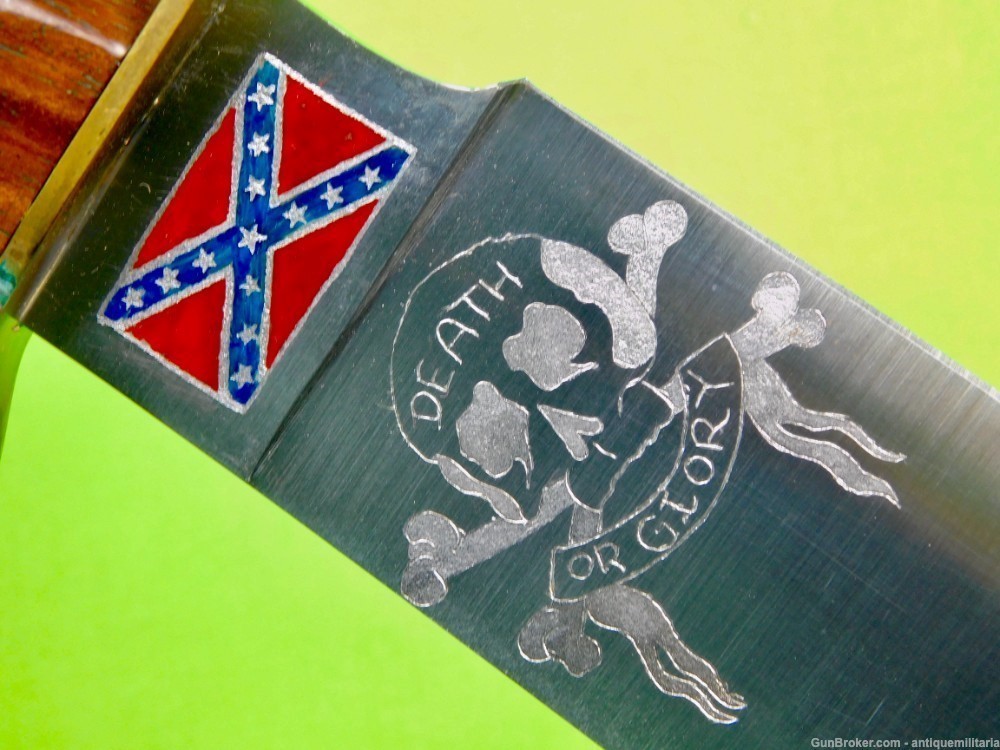 Customized Death or Glory Confederate Flag Large Bowie Fighting Knife-img-2