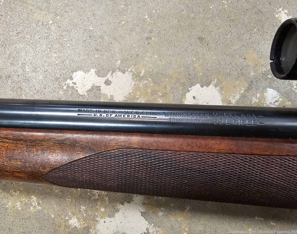 Winchester 69A .22 LR. Rifle with JC Higgins 3x optic/ Weaver rings-img-7
