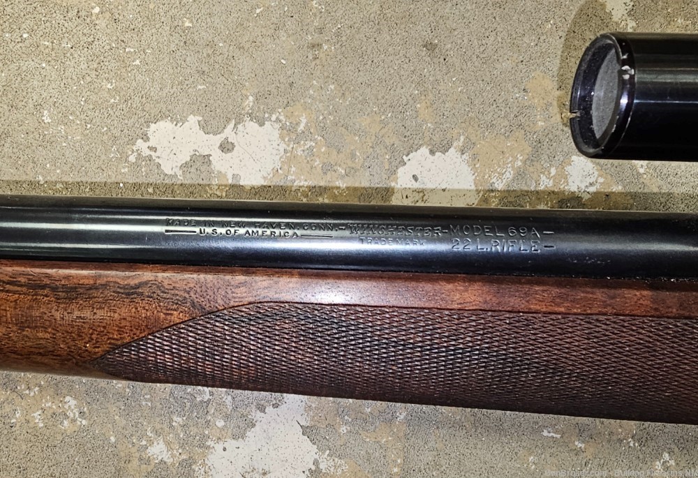 Winchester 69A .22 LR. Rifle with JC Higgins 3x optic/ Weaver rings-img-8