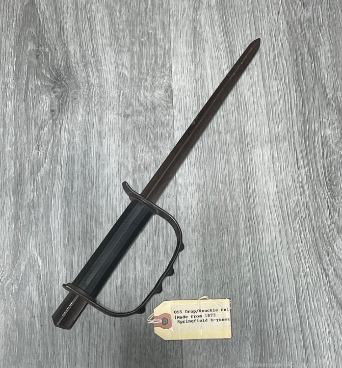 OSS Drop Knuckle Knife Made from 1873 Springfield Bayonet Original -img-0