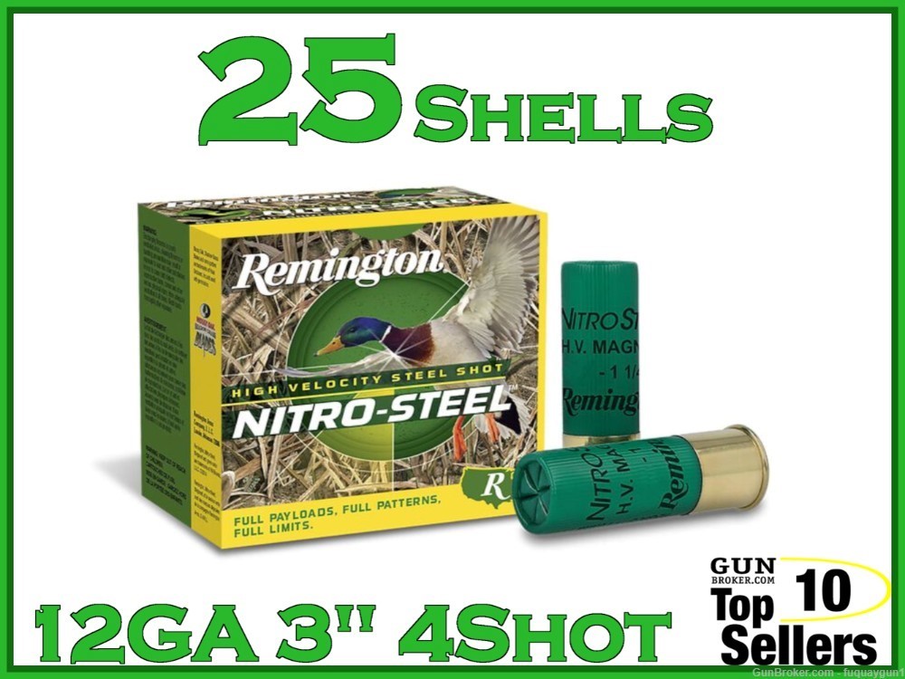 Remington Nitro-Steel 3" 12 GA #4 Shot 20864 25CT-img-0