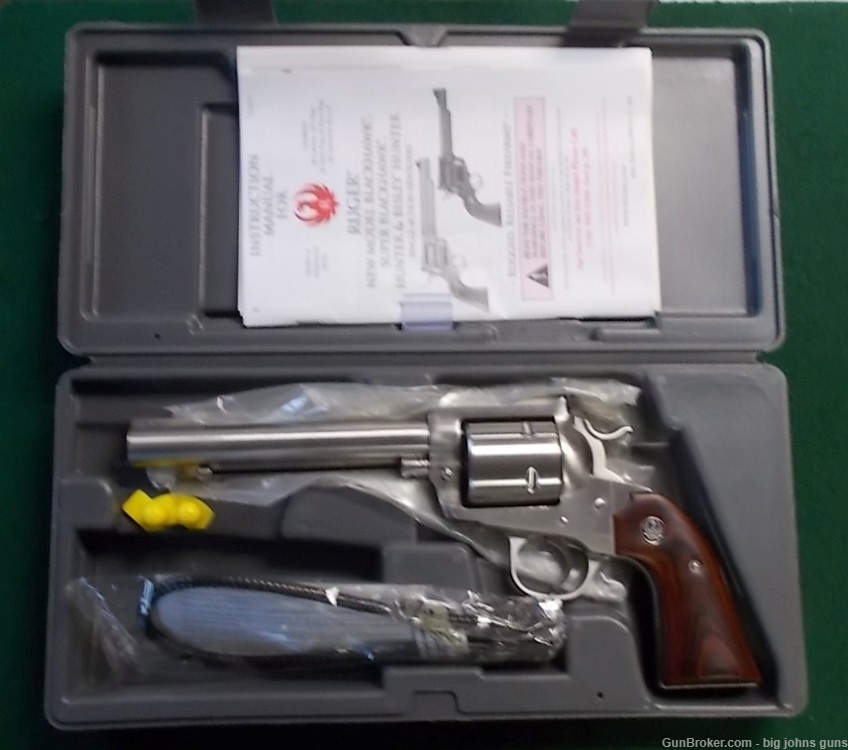 Ruger Black Hawk Bisley Lipsey's Exc. .454 Casull Stainless As nib -img-0