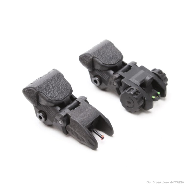 AR15 Flip Up Sights Front And Rear Polymer Red And Green Dots Fast Shipping-img-2