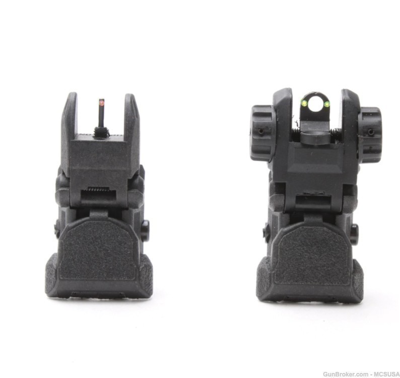 AR15 Flip Up Sights Front And Rear Polymer Red And Green Dots Fast Shipping-img-1