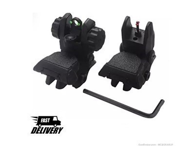 AR15 Flip Up Sights Front And Rear Polymer Red And Green Dots Fast Shipping