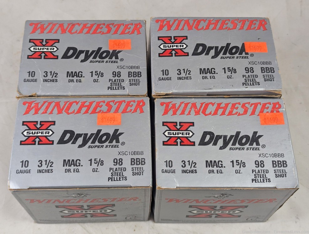 (95) Rds Winchester 10ga 3.5" Magnum BBB Steel Shot Ammo Drylok XSC10BBB-img-0
