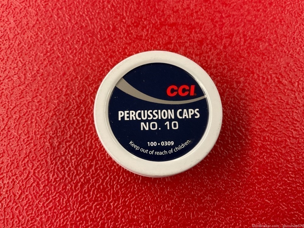 CCI #10 PERCUSSION CAPS TIN 100 COUNT SALE BLACKPOWDER REVOLVERS TIN-img-0