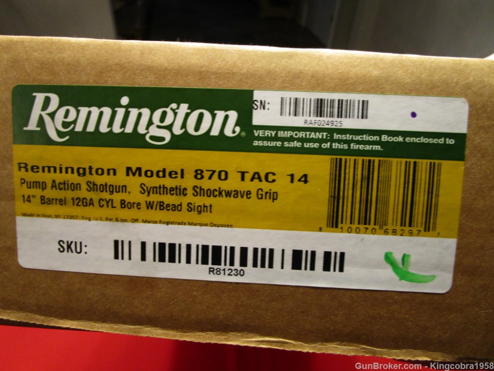 Ultra Rare Remington Model 870 TAC "14 Synthetic Shockwave Grip NIB !-img-19